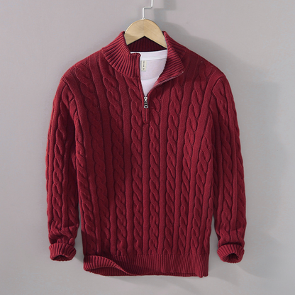 Men's Knit Cable Sweater Quarter Zip