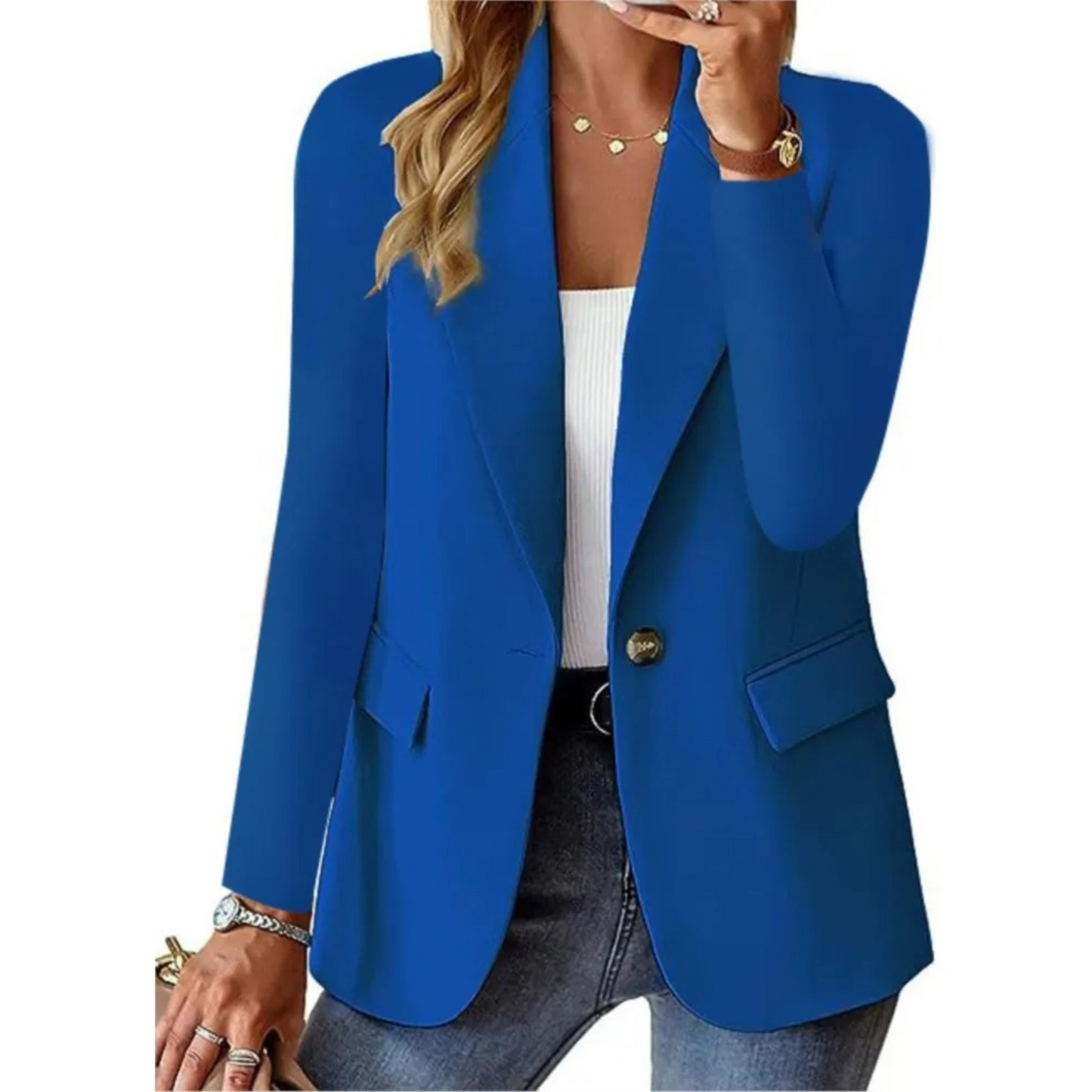 Women's Slim Fit Blazer Long Sleeve Buckle Detail