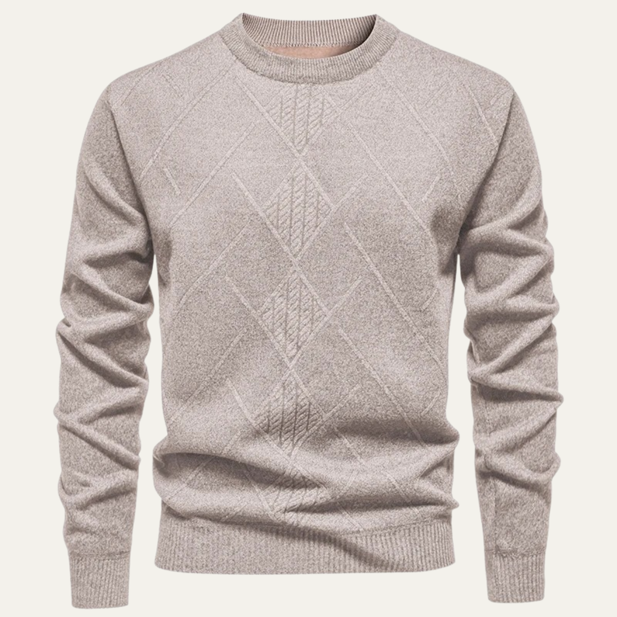 Men's Diamond Pattern Crew Neck Sweater Warm Knit