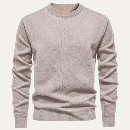 Men's Diamond Pattern Crew Neck Sweater Warm Knit