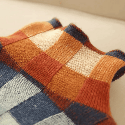 Women's Cashmere Turtleneck Sweater Patchwork Design