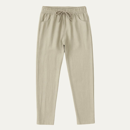 Men's Linen Jogger Pants Lightweight Beige - Fashinoza