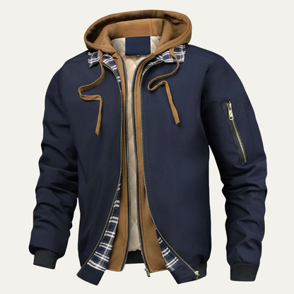 Men's Hooded Bomber Jacket Multi Layer