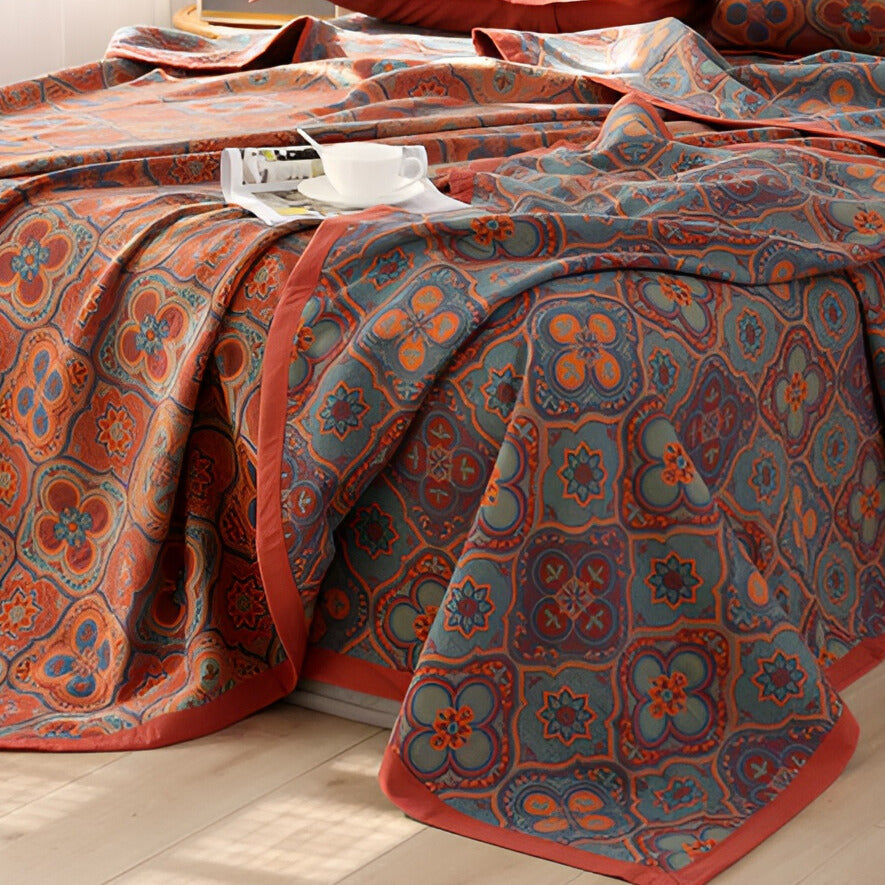 Blossom Cotton Reversible Coverlet - Fashinoza