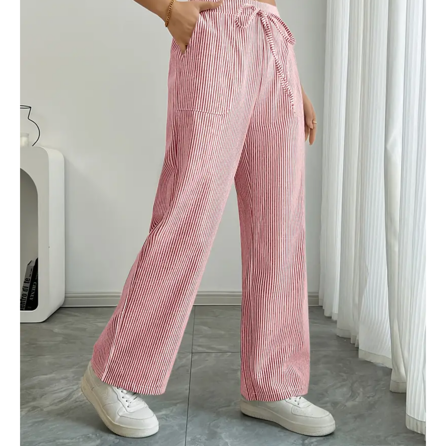 Women's Striped Pants With Pockets