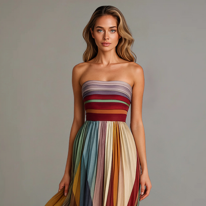 Women's Strapless Pleated Dress