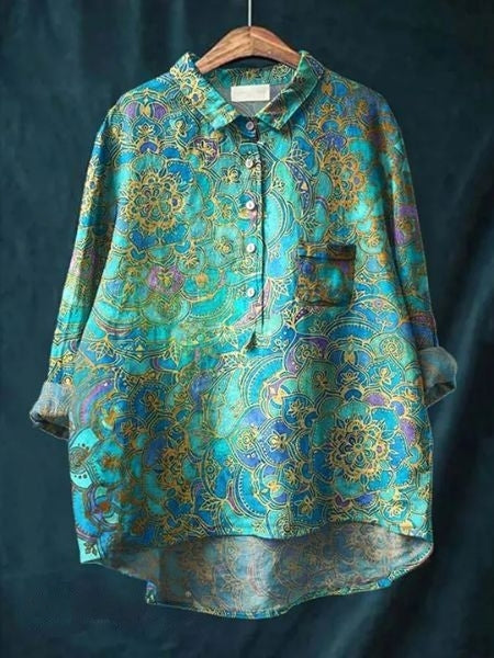 Maya | Women Floral Button Front Pocket Blouse