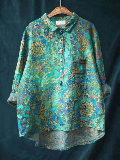 Maya | Women Floral Button Front Pocket Blouse