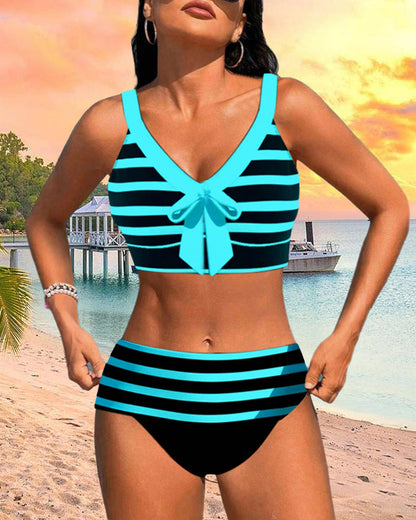 Women's High Waist Striped Bikini Set