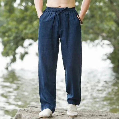 Men's Linen Beach Pants Lightweight Summer Comfort