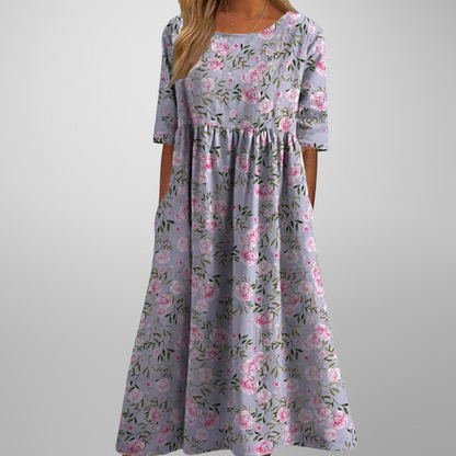 Women's Loose Fit Short Sleeve Midi Dress