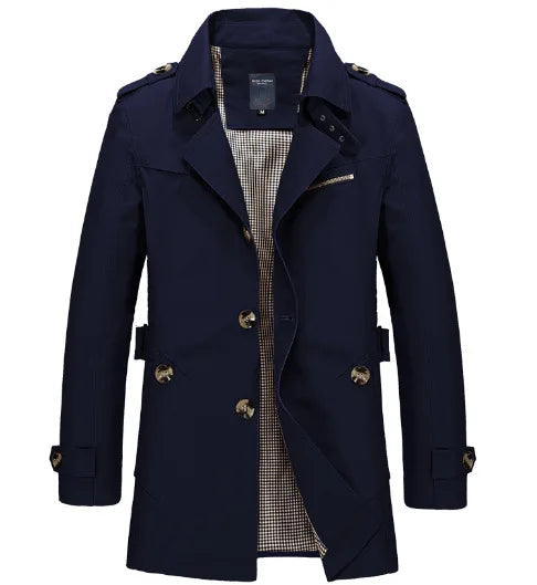 Men's Knee-Length Trench Coat Belted Waterproof - 
Fashinoza