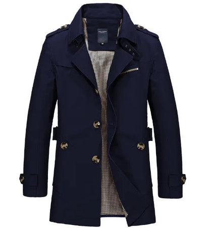 Men's Knee-Length Trench Coat Belted Waterproof - 
Fashinoza