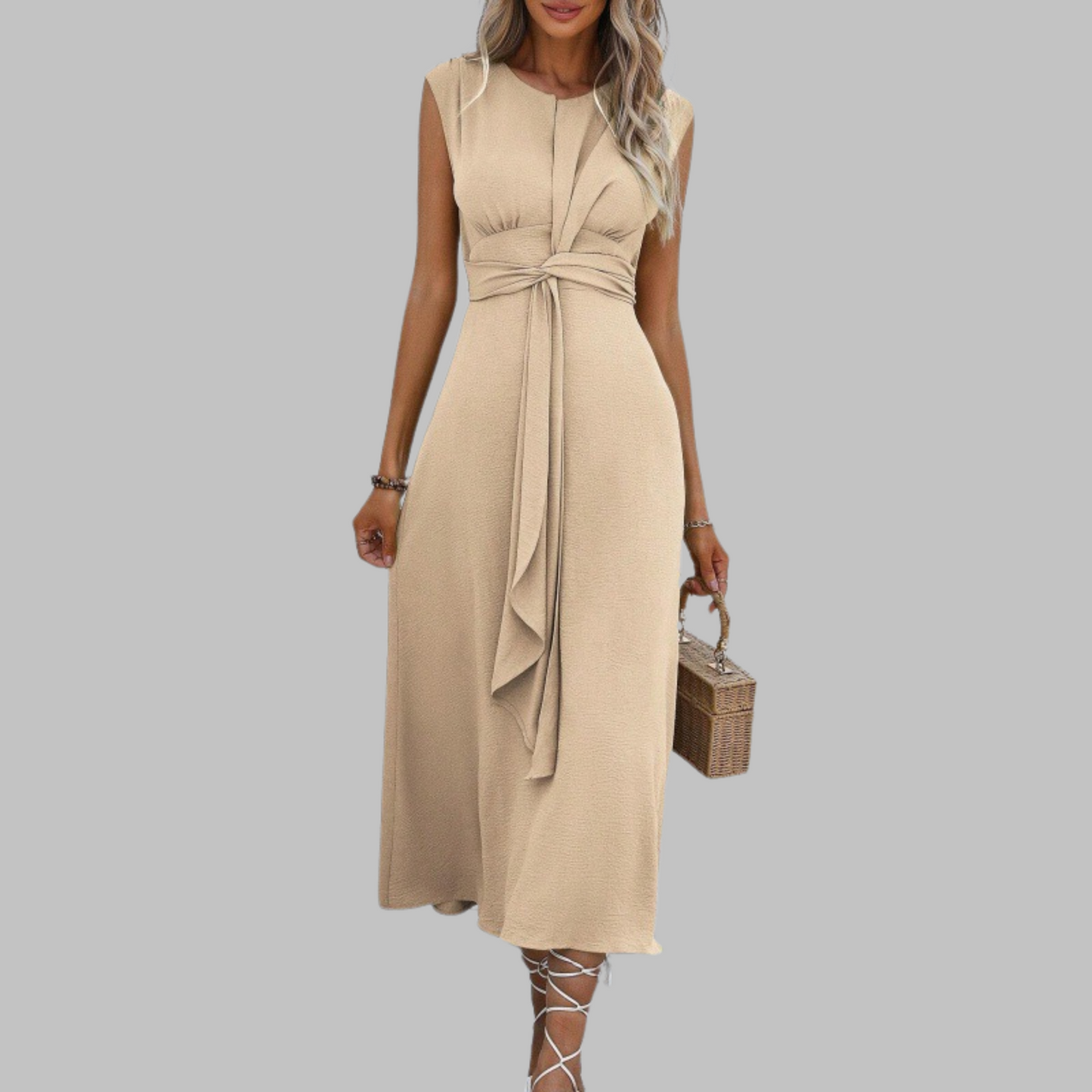 Women's Sleeveless Waist Tie Dress