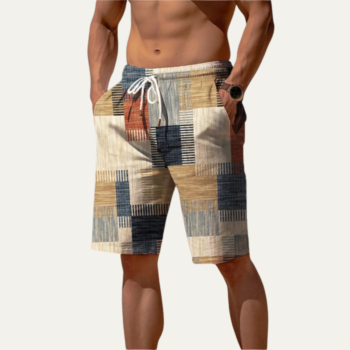 Men's Checked Summer Shorts Drawstring Casual