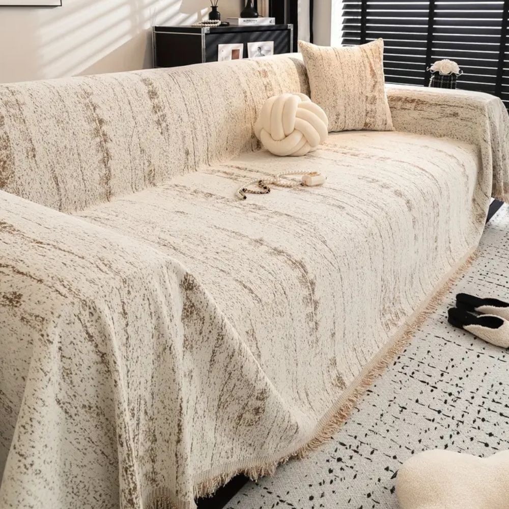 Elegant Sofa Cover Cream Color Stretchable