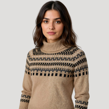 Jenna | Women’s Spring Pattern Turtleneck Sweater