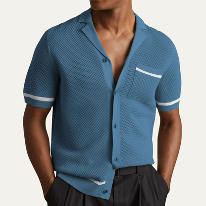Men's Hollow Knit Cardigan Casual Shirt