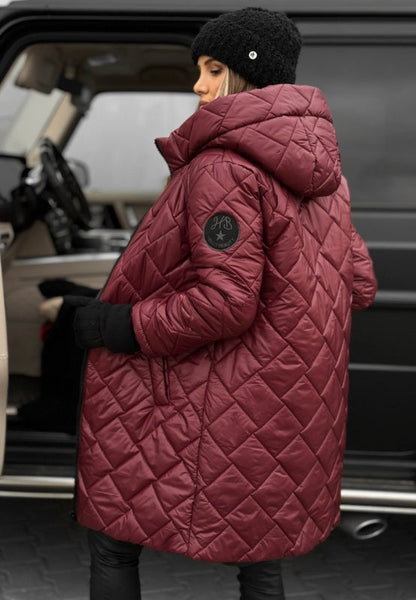 Women's Quilted Long Winter Coat With Hood