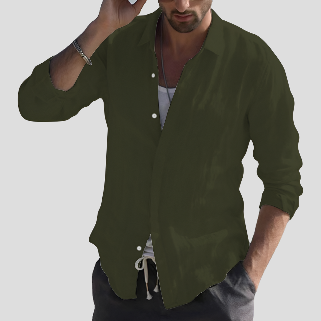 Linen Shirt Turn-Down Collar Natural