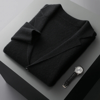 Men's Wool Cardigan Blazer Open Front Charcoal Grey