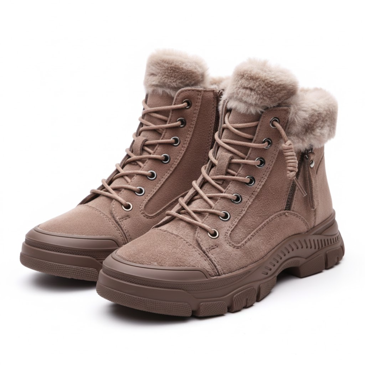 Women's Premium Genuine Leather Winter Ankle Boots Thick Sole Plush Lined Snow Booties