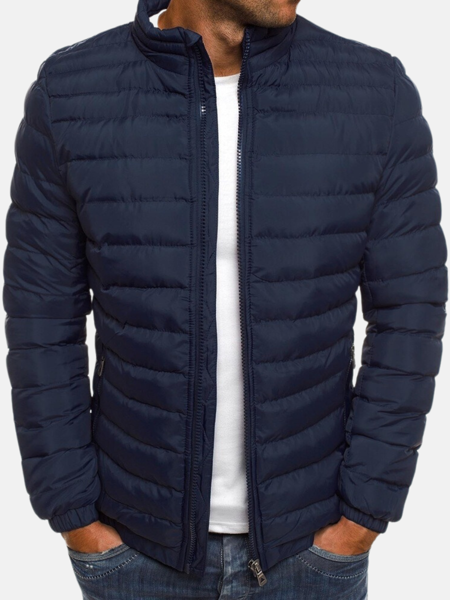 Men's Puffer Bomber Jacket Zip Closure Waterproof