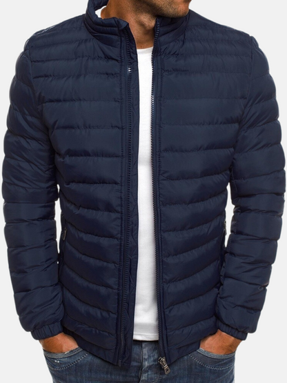 Men's Puffer Bomber Jacket Zip Closure Waterproof