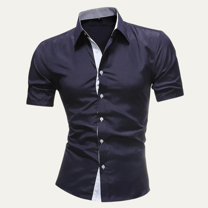 Men's Business Shirt Solid Button-Up