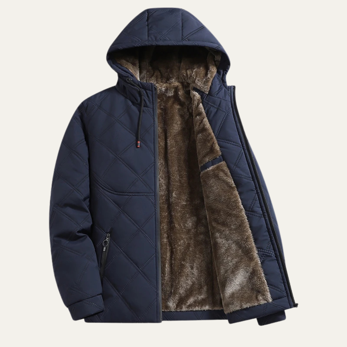 Men's Thick Fleece Lined Winter Hooded Coat - Fashinoza