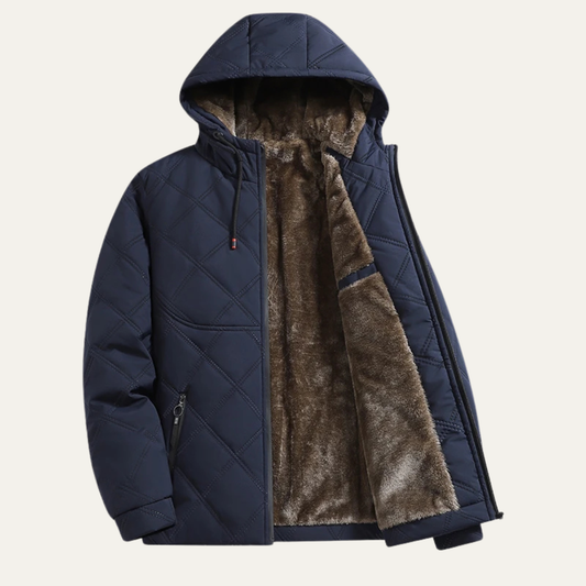 Men's Thick Fleece Lined Winter Hooded Coat - Fashinoza