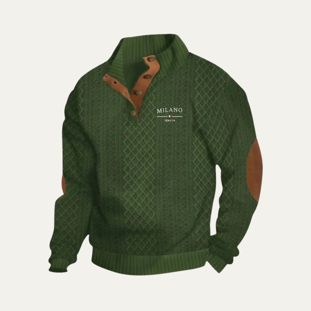 Men's Knit Quarter Zip Sweater Elbow Patches