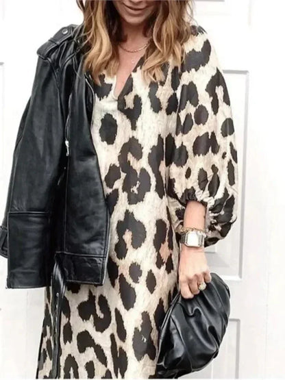 Linda Women's Leopard Print Dress - Fashinoza