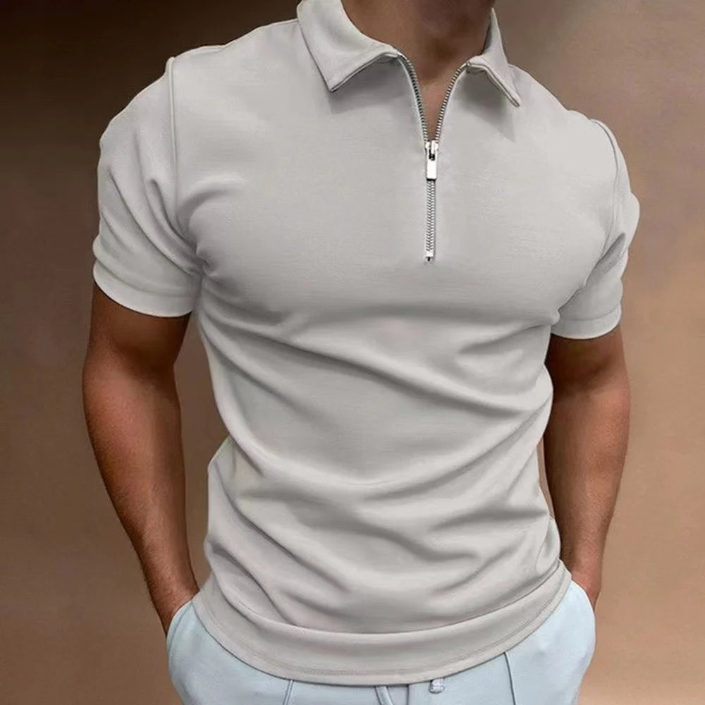 Men's Polo Shirt Zip Collar Comfortable - Fashinoza