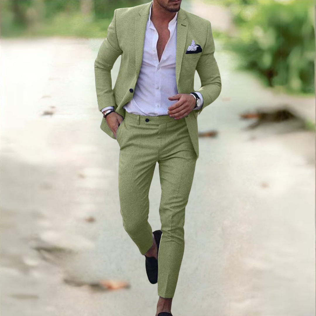 Men's 2-Piece Suit Buttoned Jacket And Pants