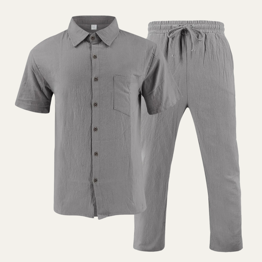 Men's Casual Two Piece Suit Lightweight Silver - Fashinoza