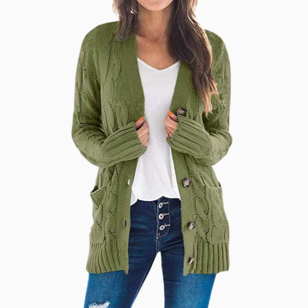 Women's Button Front Cardigan With Pockets