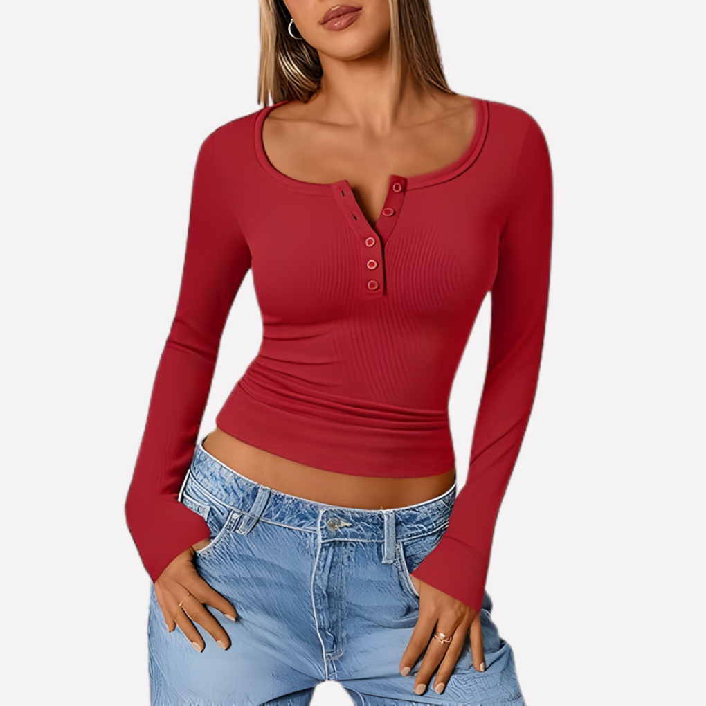 Women's Long Sleeve Henley Shirt