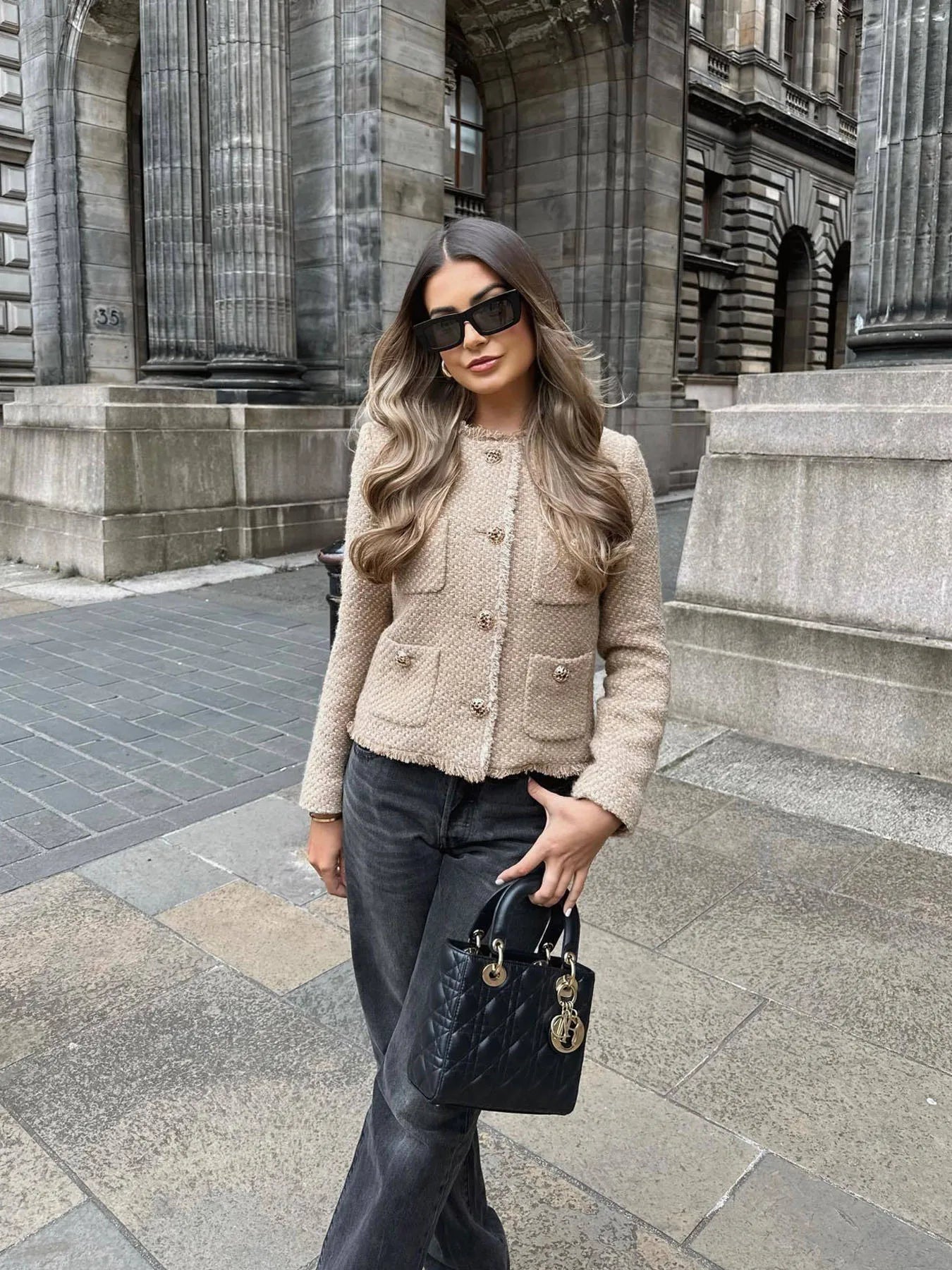 Clara | Short Tweed Blazer Spring Jacket with Buttons for Women