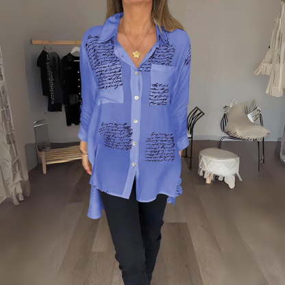 Women's Button-Up Shirt Handwritten Design