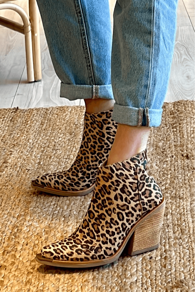 Women's Patterned Ankle Boots Block Heel