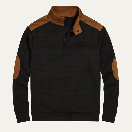 Men's Retro Half Zip Sweater Contrast Collar - Fashinoza