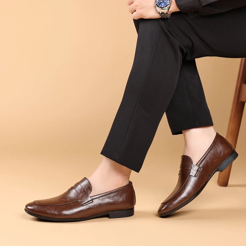 Men's Slip-On Dress Shoes Strap Detail Leather
