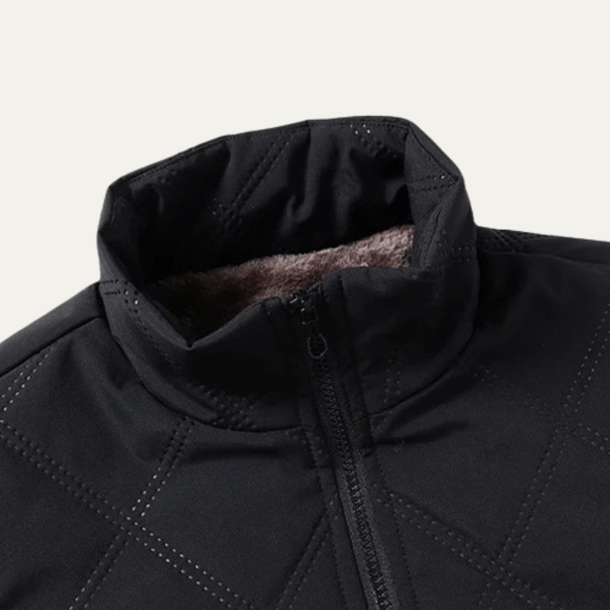 Men's Quilted Fleece Jacket Thick Padded Coat