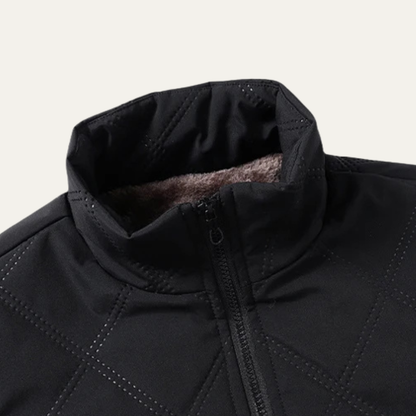 Men's Quilted Fleece Jacket Thick Padded Coat