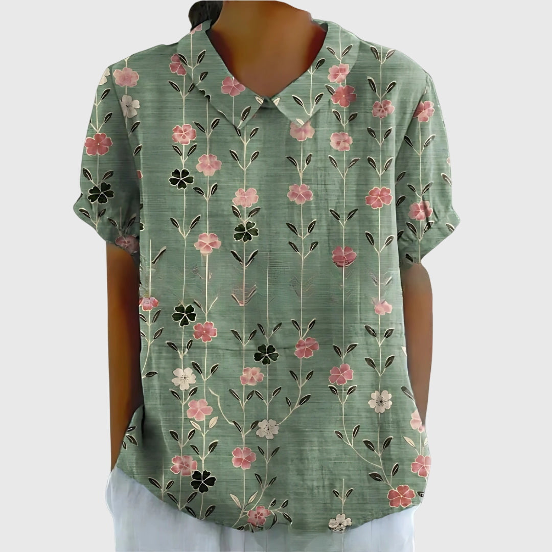 Stella | Womens Floral Collar Short Sleeve Blouse