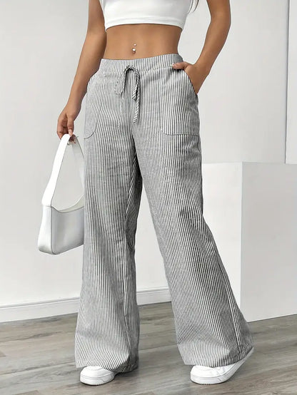 Relaxed Wide-Leg Stripe Trousers