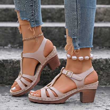 Women's Block Heel Cushioned Sandals Coral
