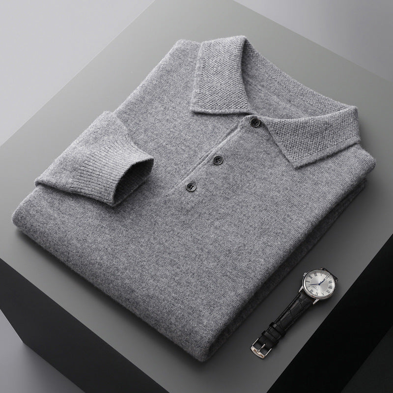 Men's Long Sleeve Polo Solid Shirt