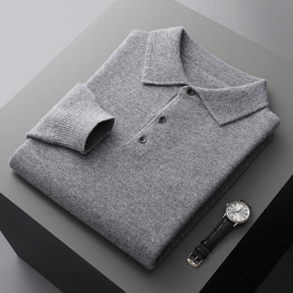 Men's Long Sleeve Polo Solid Shirt